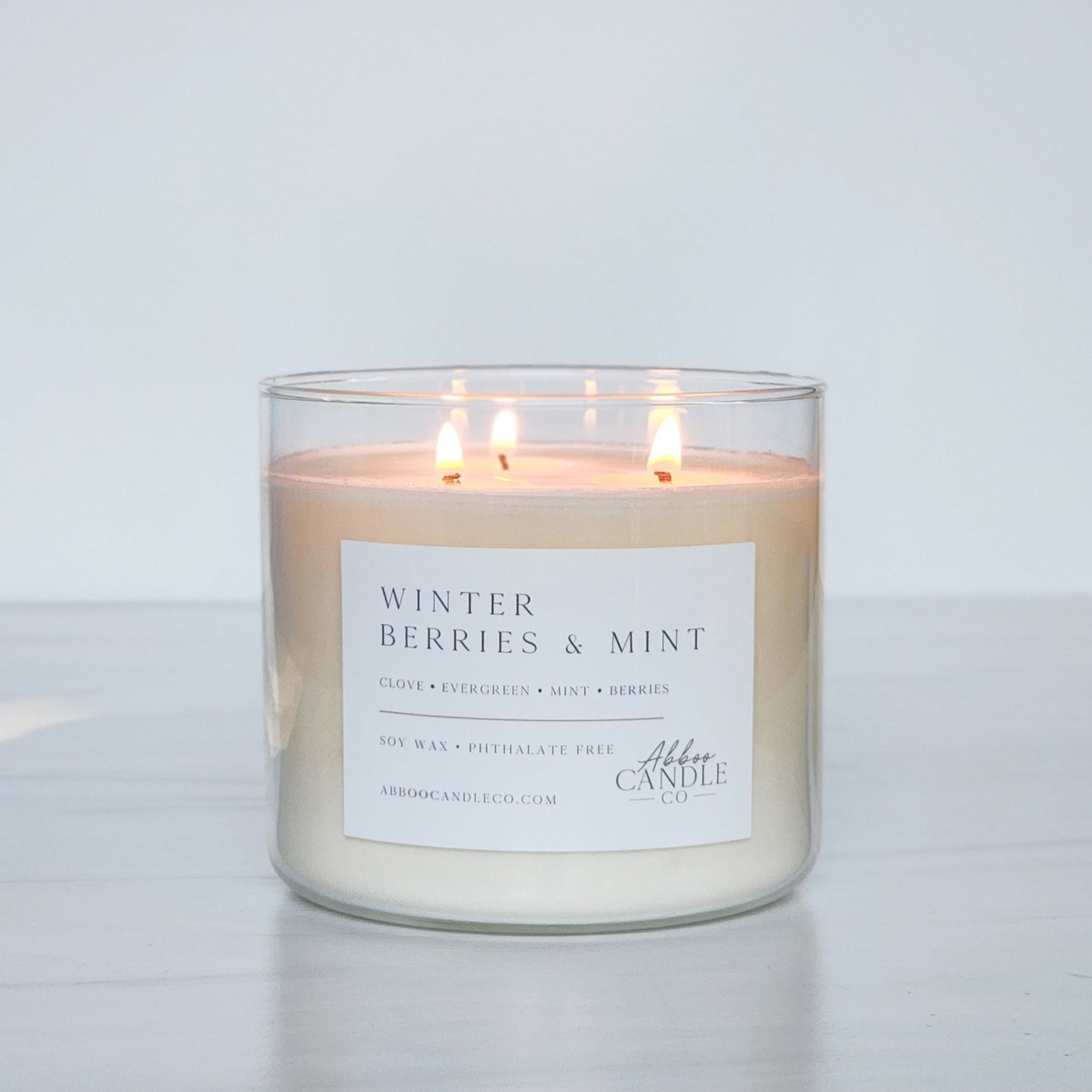 Winter Berries and Mint 3 - Wick Soy Candle - Abboo Candle Co