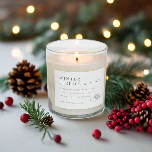 Winter Berries and Mint Soy Tumbler Candle - Abboo Candle Co