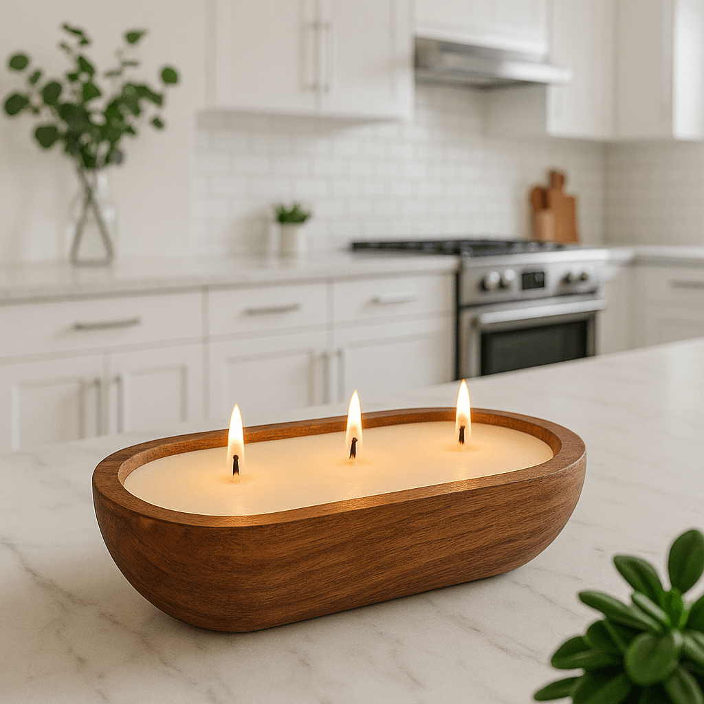 Wood Dough Bowl 3 - Wick Soy Candle - Signature Scents - Abboo Candle Co