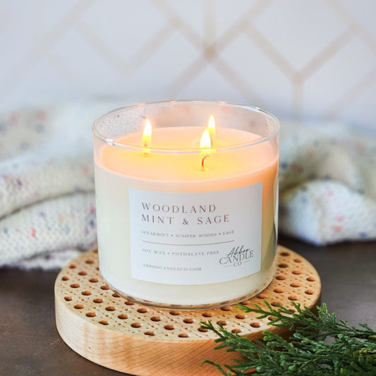 Woodland Mint and Sage 3 - Wick Soy Candle - Abboo Candle Co