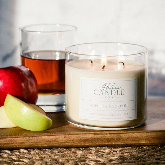 Apples and Bourbon 3-Wick Soy Candle - Abboo Candle Co