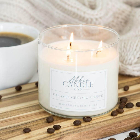 Caramel Cream and Coffee 3-Wick Soy Candle - Abboo Candle Co