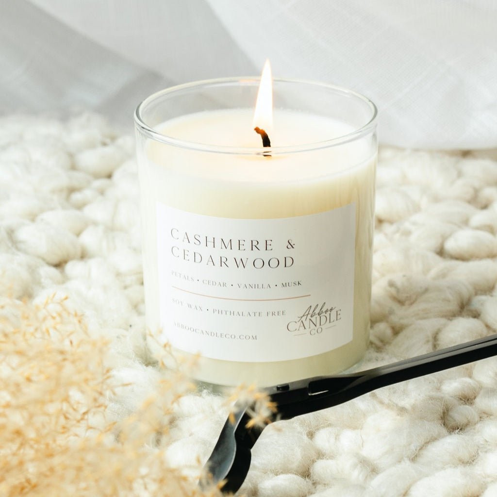 Cashmere and Cedarwood Tumbler Soy Candle - Abboo Candle Co
