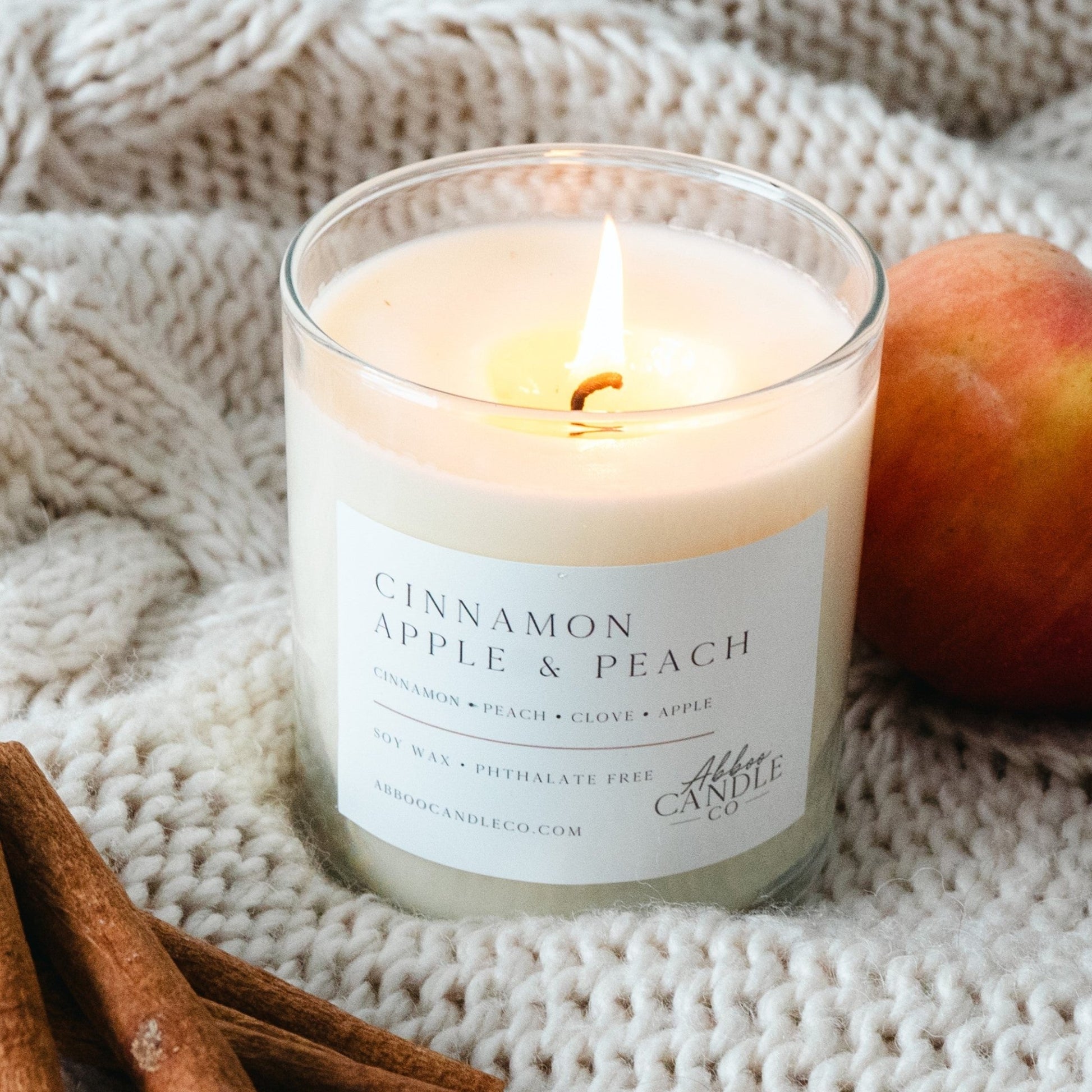 Cinnamon Apple and Peach Tumbler Soy Candle - Abboo Candle Co