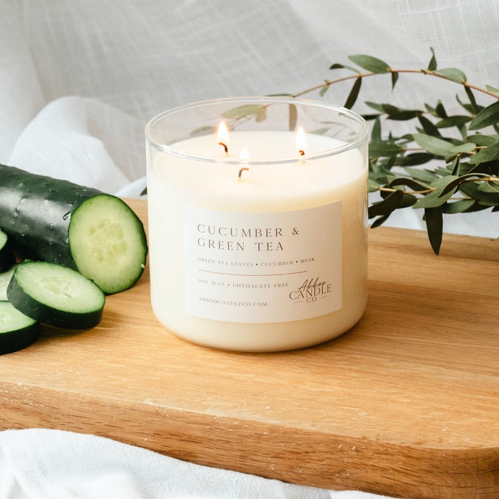 Cucumber and Green Tea 3-Wick Soy Candle - Abboo Candle Co