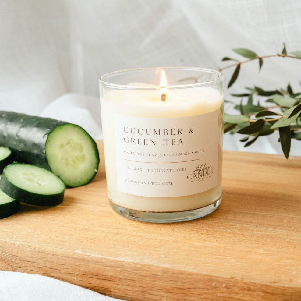 Cucumber and Green Tea Tumbler Soy Candle - Abboo Candle Co