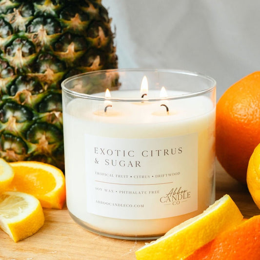 Exotic Citrus and Sugar 3-Wick Soy Candle - Abboo Candle Co