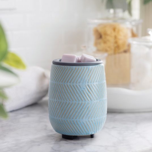 Flip Dish Wax Melt Warmer: Blue Herringbone - Abboo Candle Co