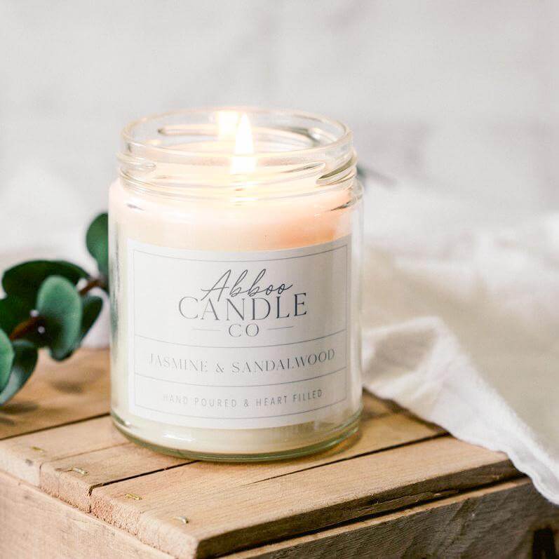 Jasmine and Sandalwood Soy Candle - Abboo Candle Co