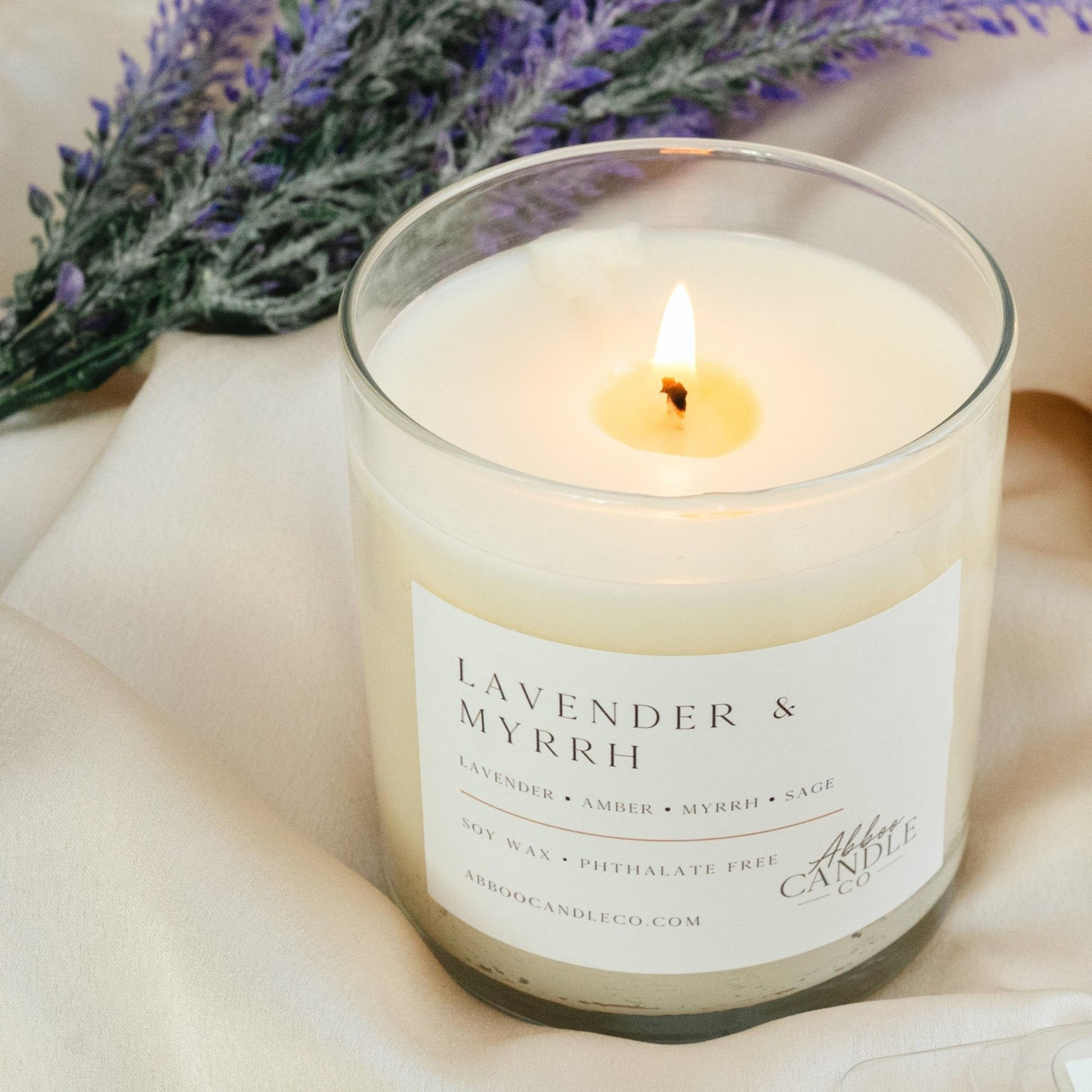 Lavender and Myrrh Tumbler Soy Candle - Abboo Candle Co