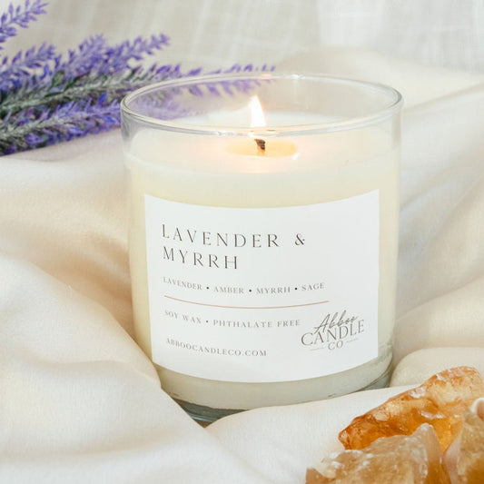 Lavender and Myrrh Tumbler Soy Candle - Abboo Candle Co
