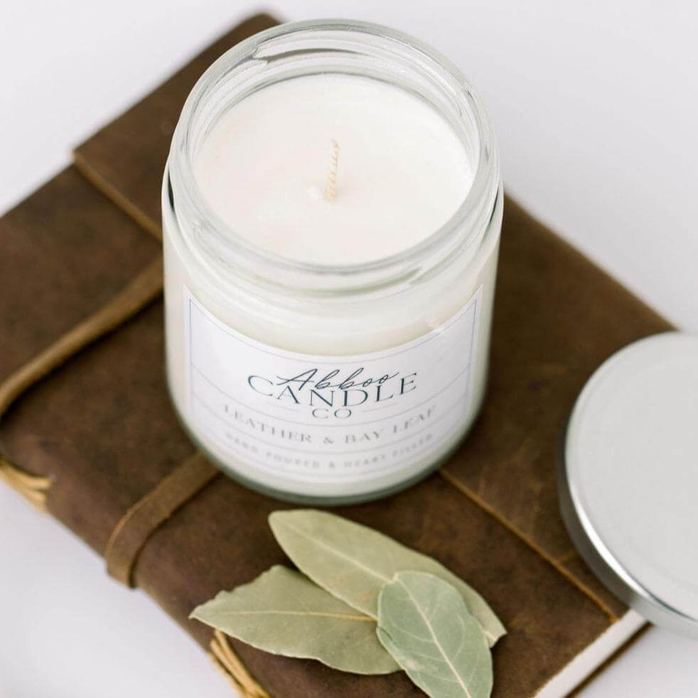 Leather and Bay Leaf Soy Candle - Abboo Candle Co