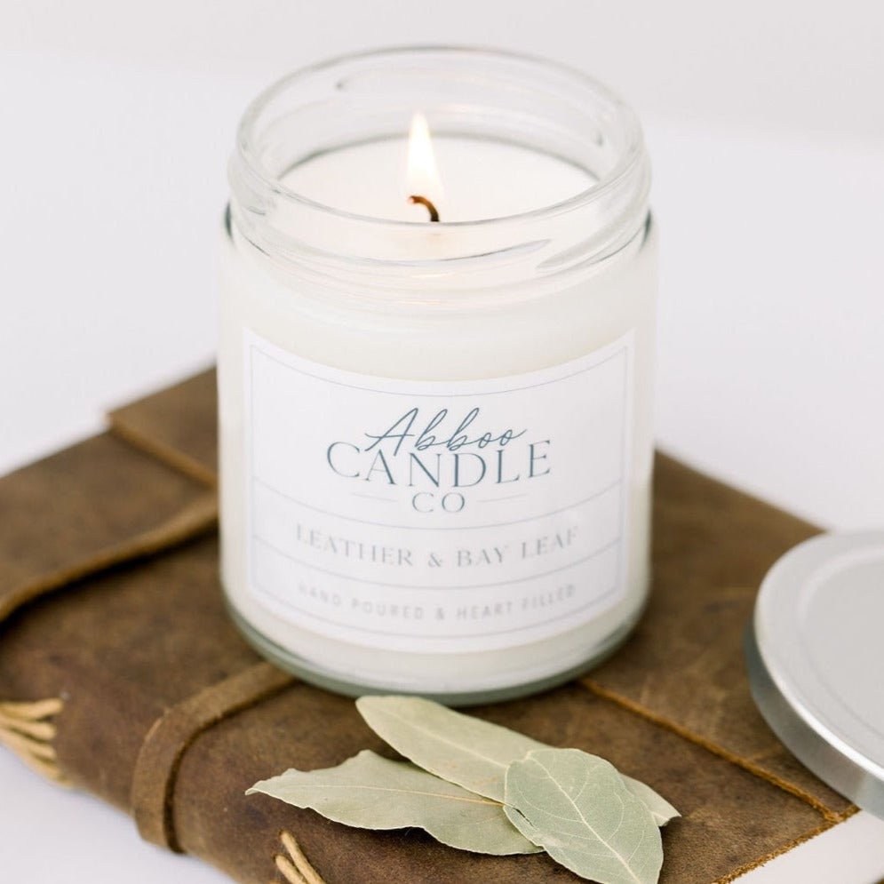Leather and Bay Leaf Soy Candle - Abboo Candle Co