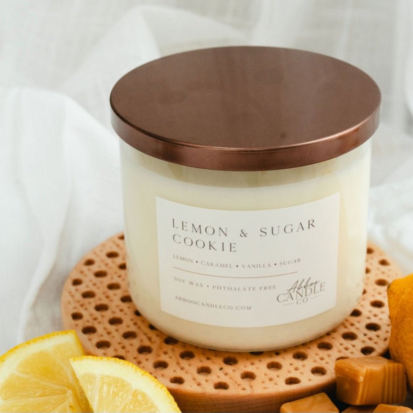 Lemon and Sugar Cookie 3-Wick Soy Candle - Abboo Candle Co