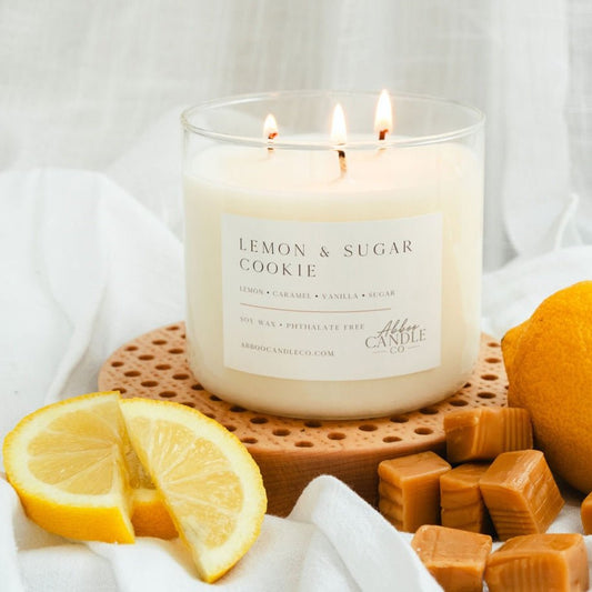 Lemon and Sugar Cookie 3-Wick Soy Candle - Abboo Candle Co