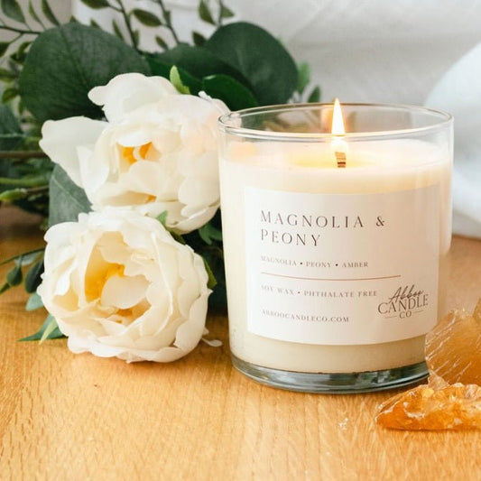 Magnolia and Peony Tumbler Soy Candle - Abboo Candle Co