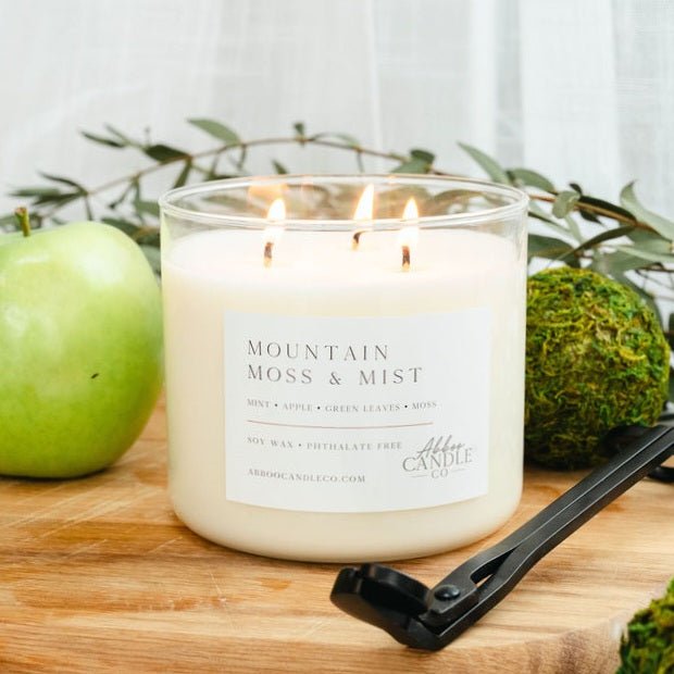Mountain Moss and Mist 3-Wick Soy Candle - Abboo Candle Co