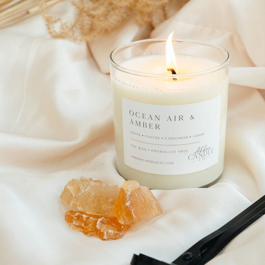 Ocean Air and Amber Tumbler Soy Candle - Abboo Candle Co