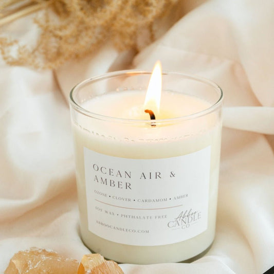 Ocean Air and Amber Tumbler Soy Candle - Abboo Candle Co
