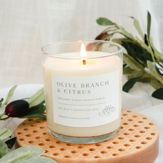 Olive Branch and Citrus Tumbler Soy Candle - Abboo Candle Co