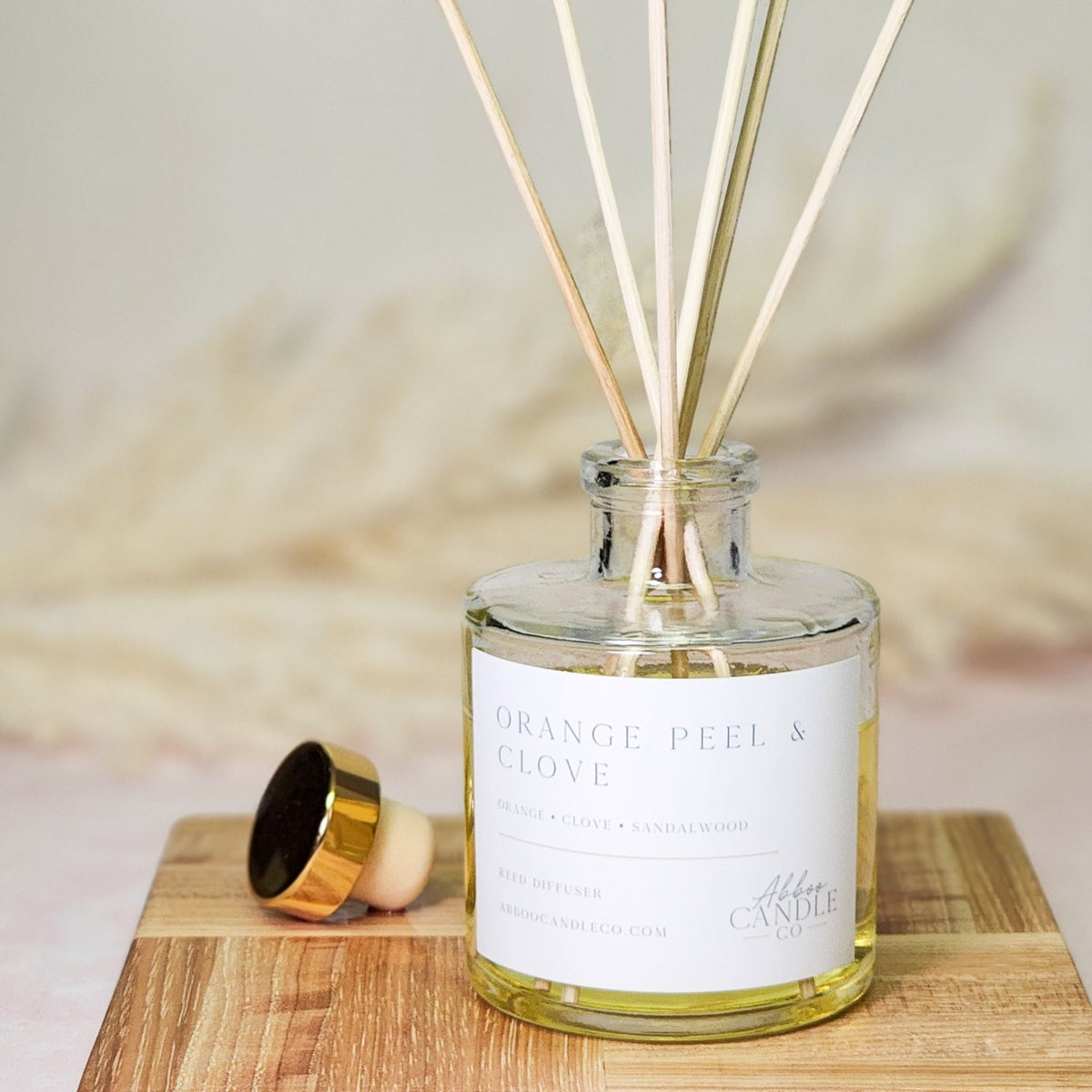 Orange Reeds Reed Diffuser Orange Peel Clove scented by Abboo Candle Co
