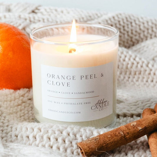 Orange Peel and Clove Tumbler Soy Candle - Abboo Candle Co