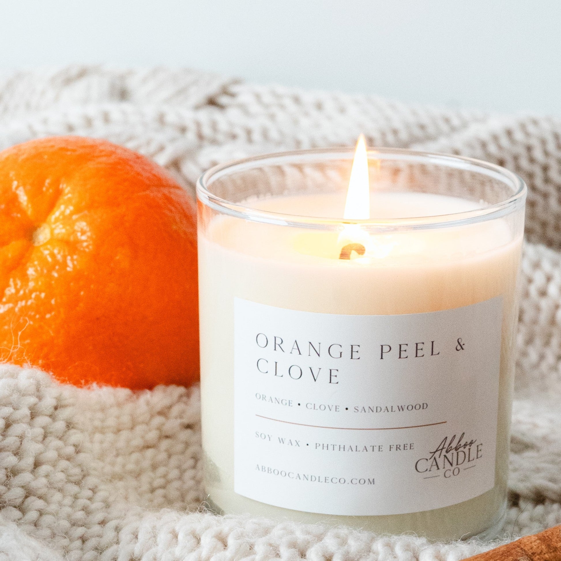 Orange Peel and Clove Tumbler Soy Candle - Abboo Candle Co