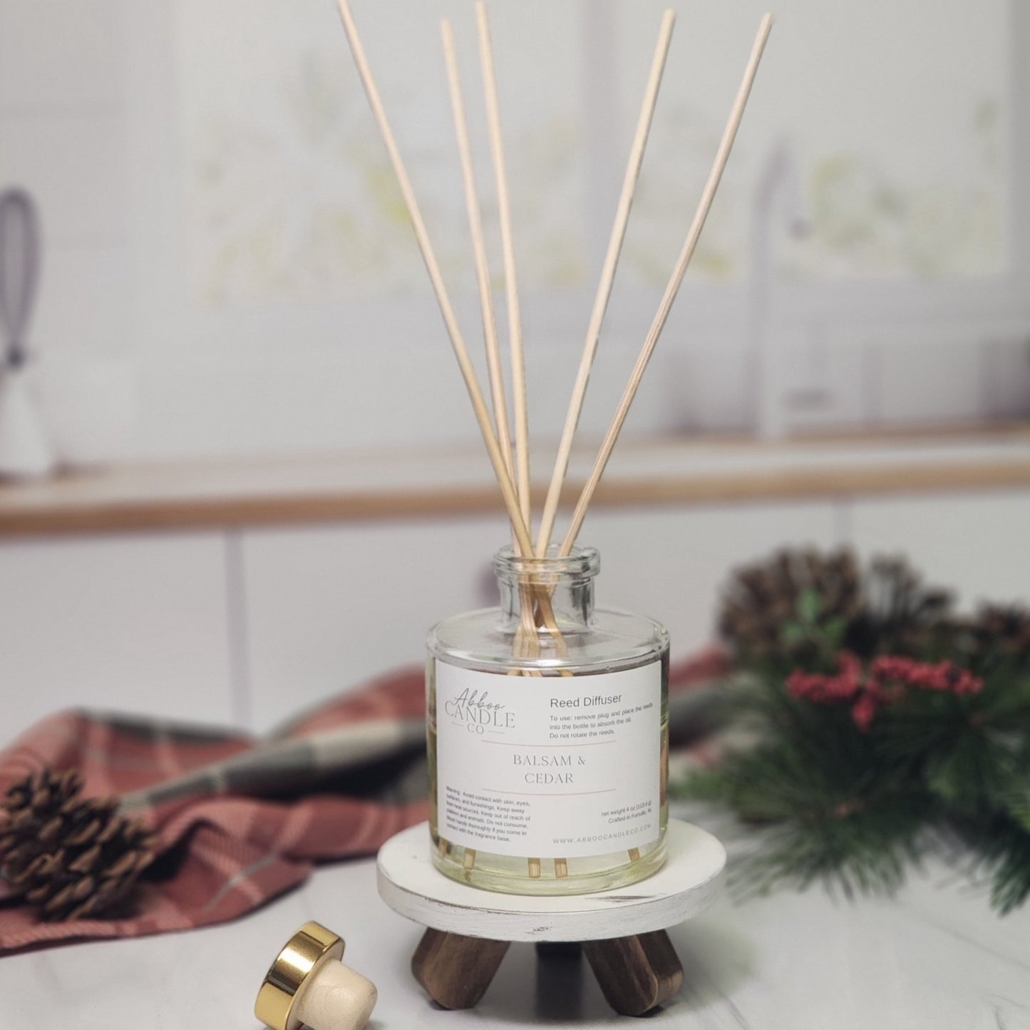Reed Diffuser - Balsam and Cedar - Abboo Candle Co