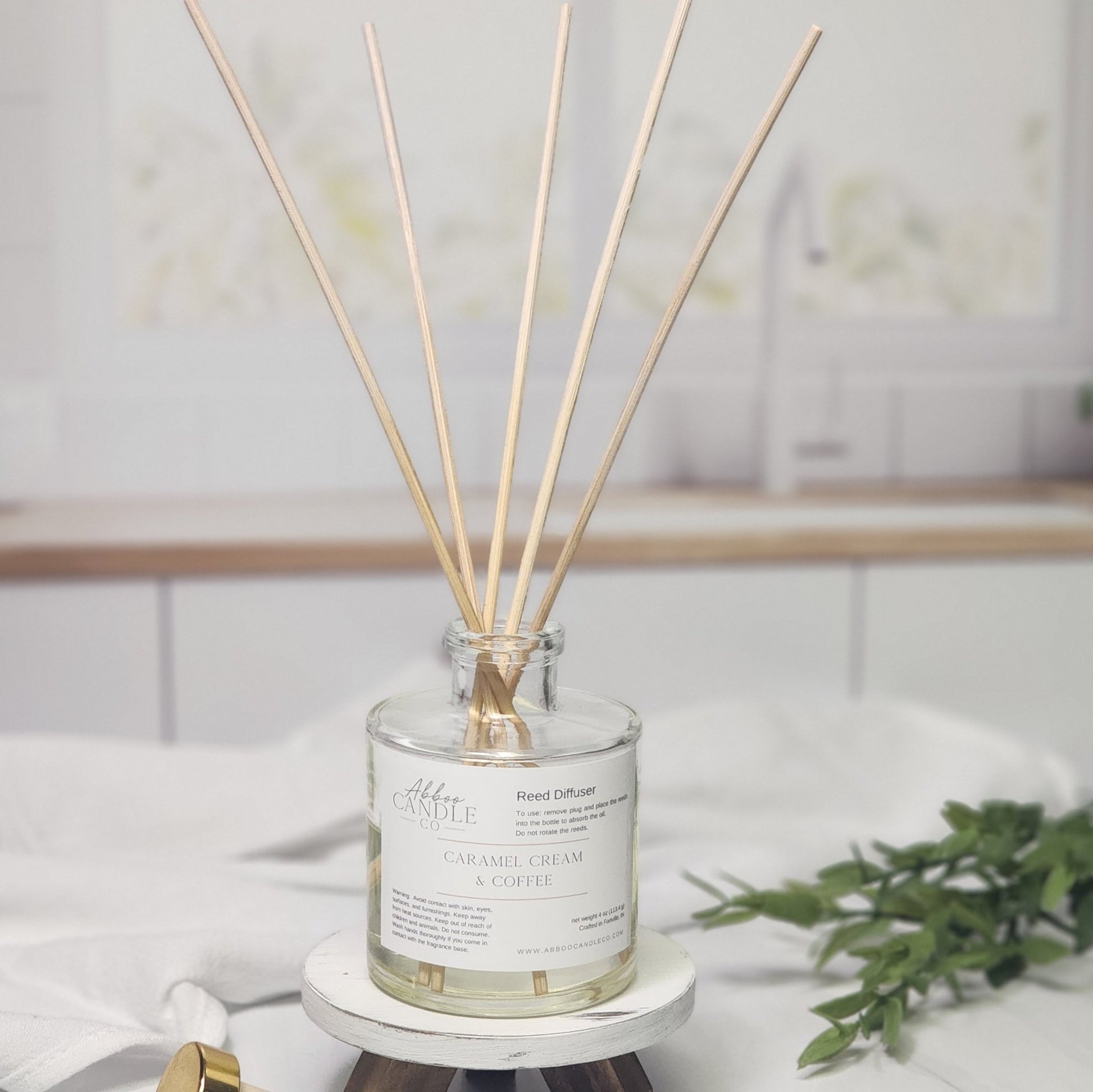 Reed Diffuser Home Fragrance - Caramel Cream and Coffee - Abboo Candle Co