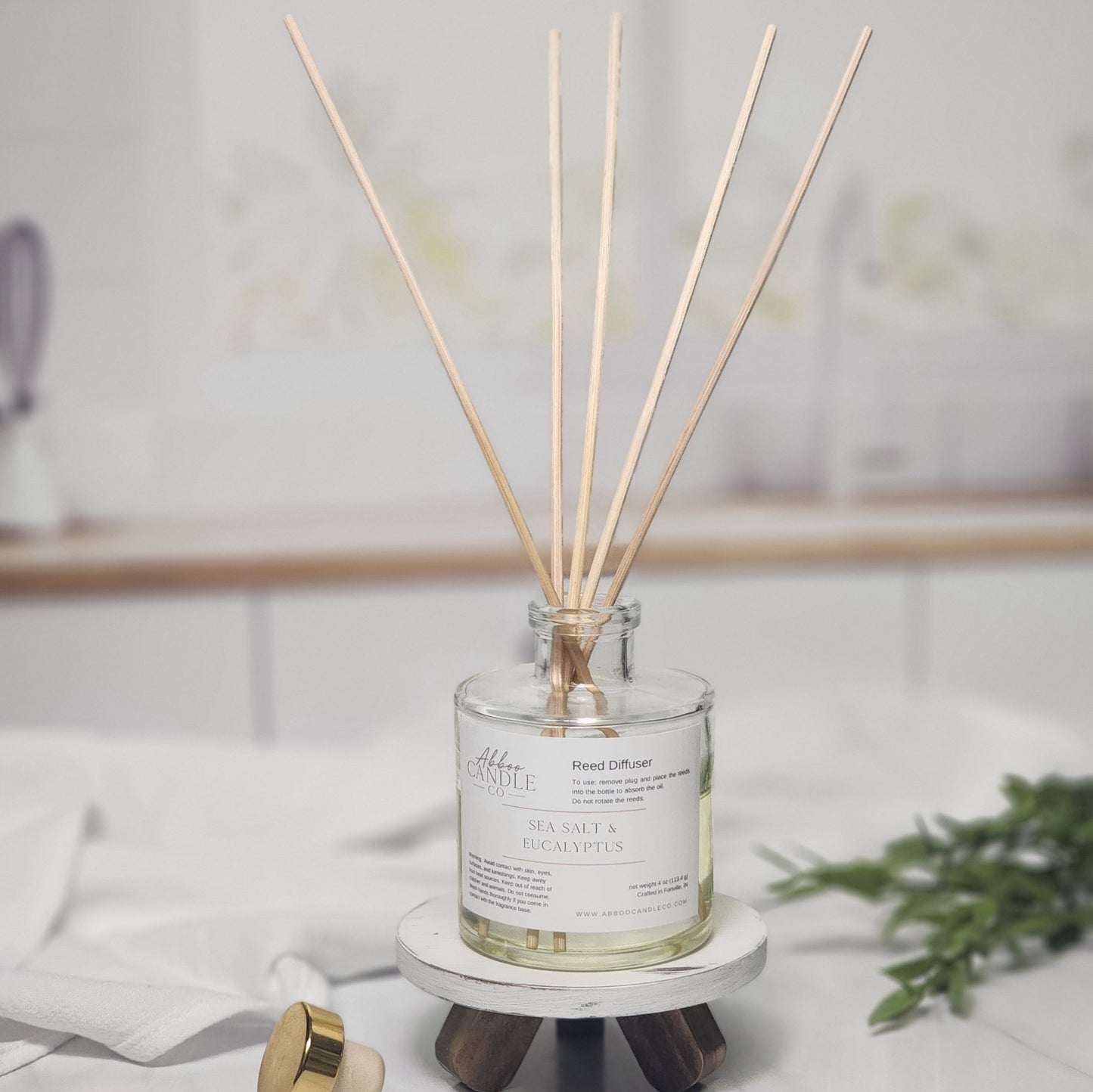 Reed Diffuser Home Fragrance - Sea Salt and Eucalyptus - Abboo Candle Co