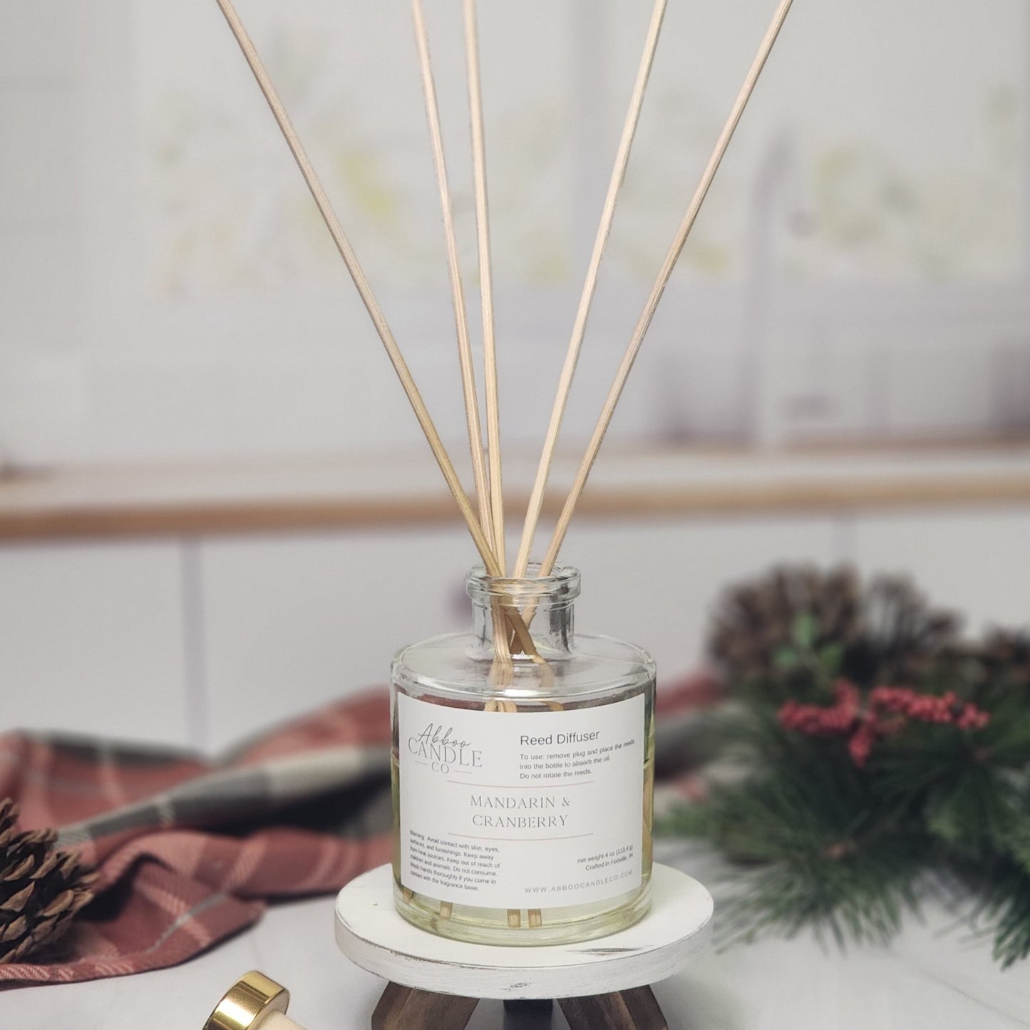 Reed Diffuser - Mandarin and Cranberry - Abboo Candle Co