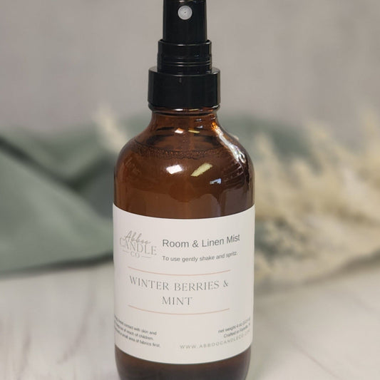 Room and Linen Mist Spray - Winter Berries and Mint - Abboo Candle Co