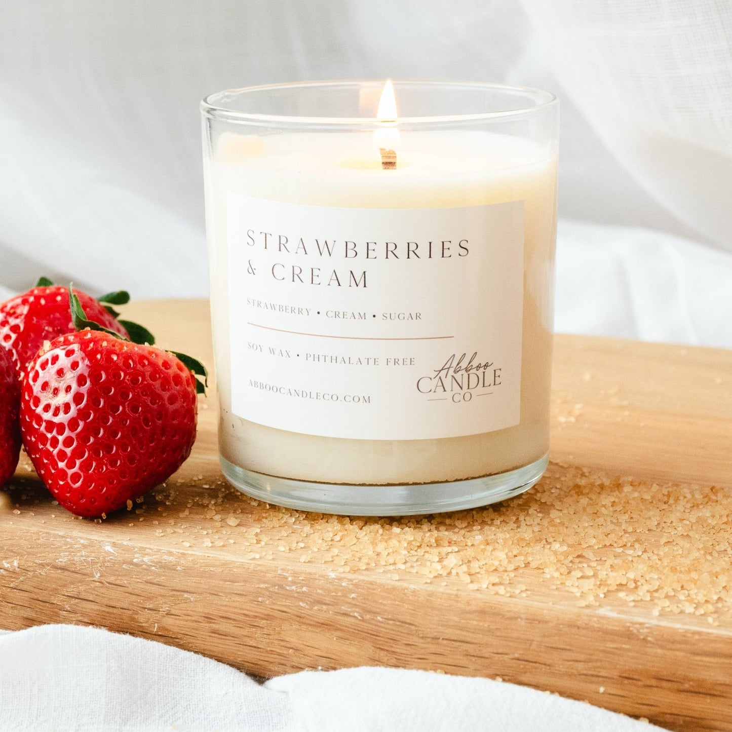 Strawberries and Cream Tumbler Soy Candle - Abboo Candle Co