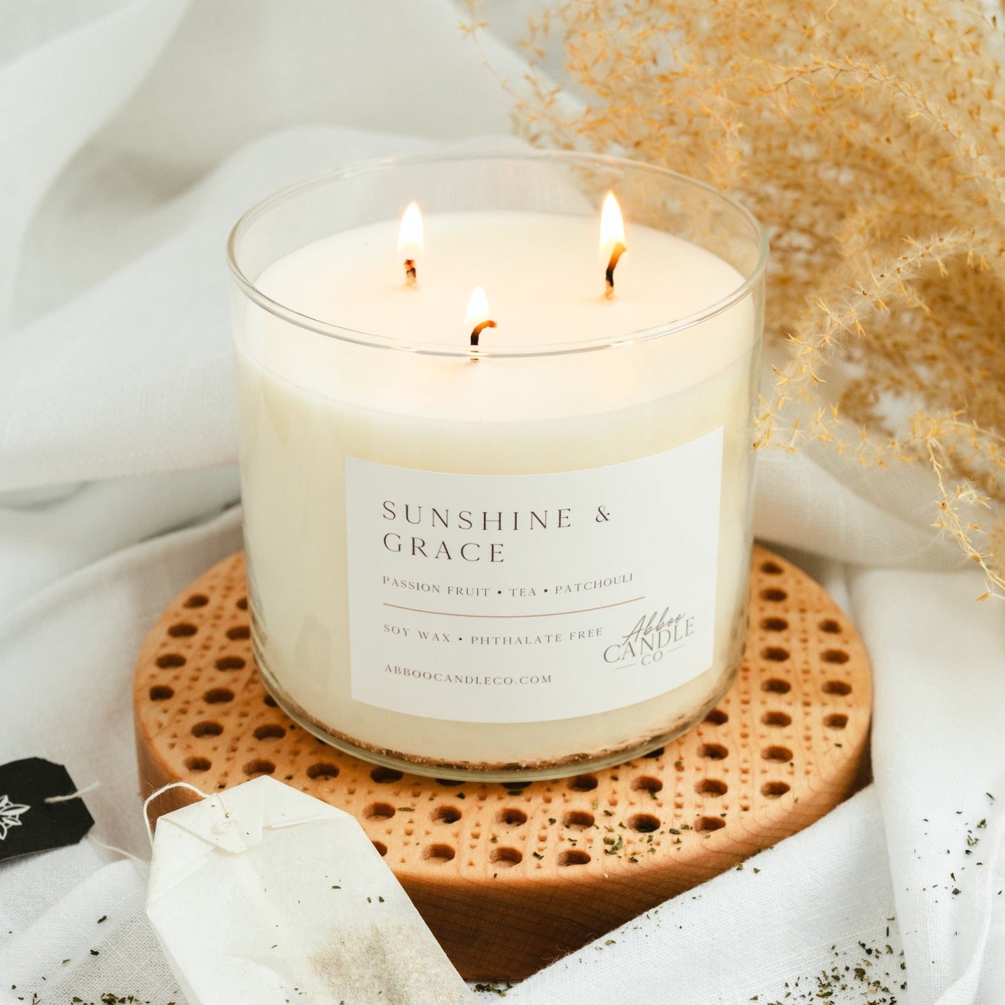 Sunshine and Grace 3-Wick Soy Candle - Abboo Candle Co