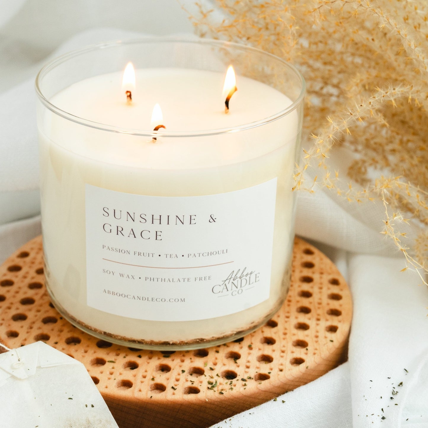 Sunshine and Grace 3-Wick Soy Candle - Abboo Candle Co