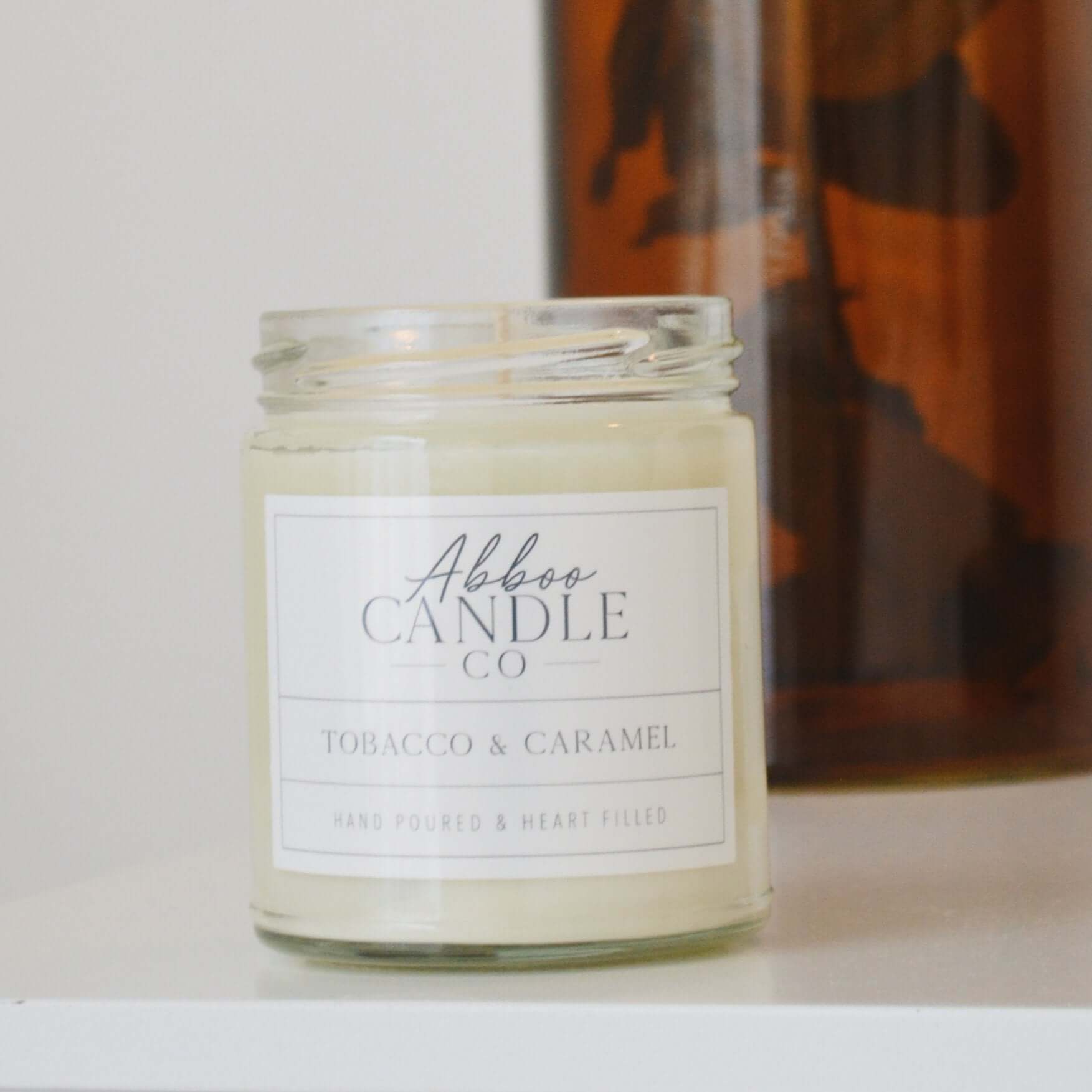 Tobacco and Caramel Soy Candle - Abboo Candle Co
