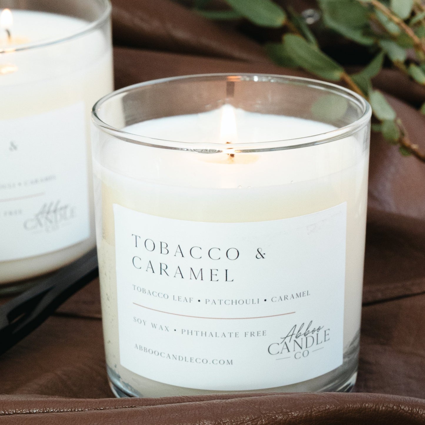 Tobacco and Caramel Tumbler Soy Candle - Abboo Candle Co